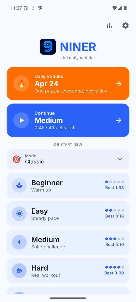 Main menu